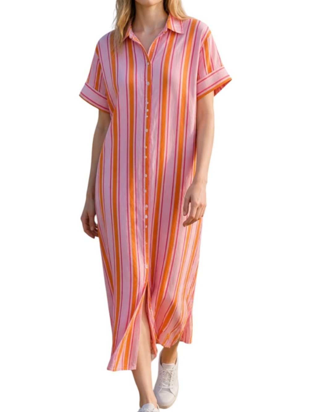 LIVRO Gibbons Dress in Pink Orange Stripe NWOT M